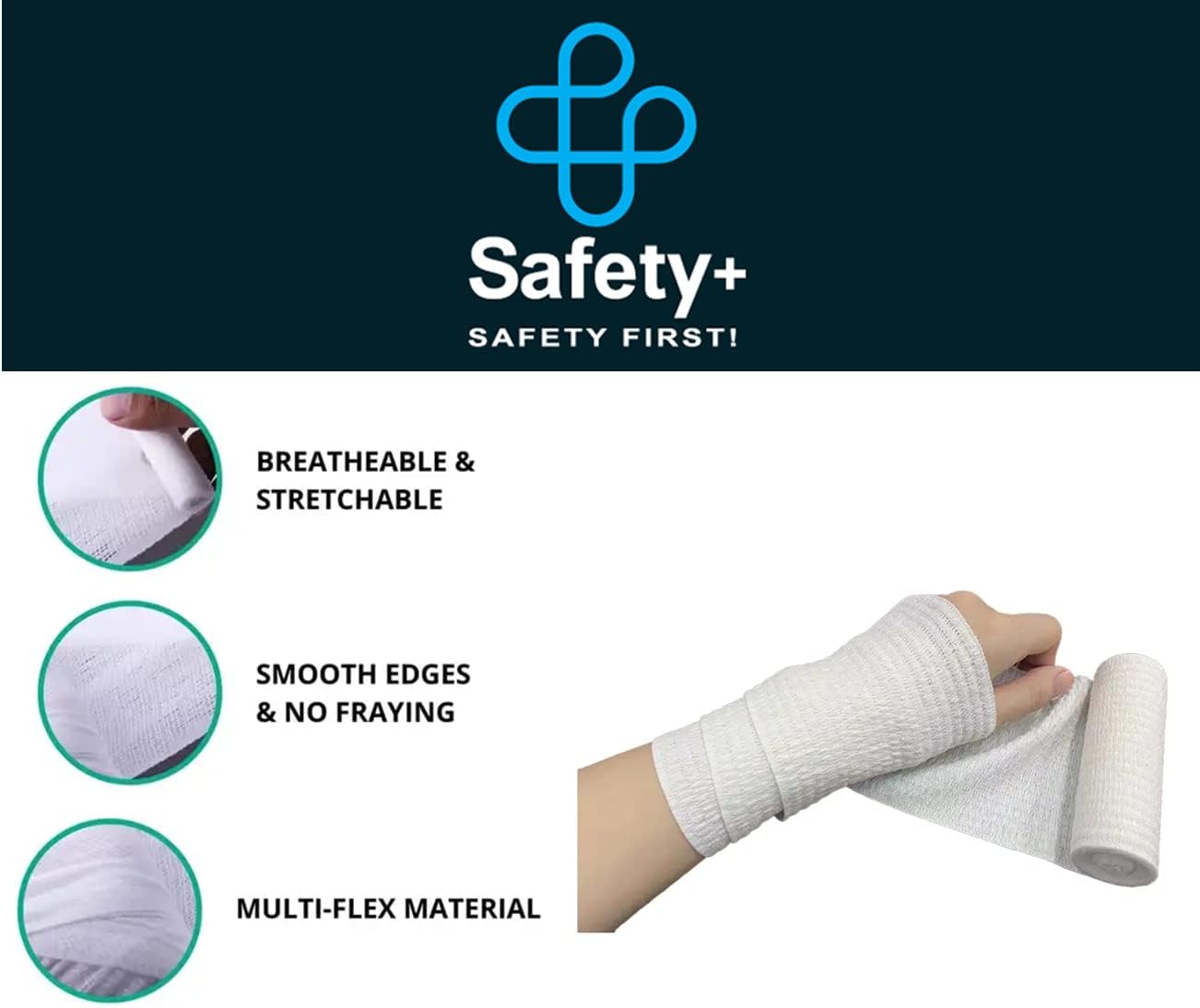 Elastic Support and Compression Bandage Easy to Apply (8cm x 4M) for Sports Healthcare Professionals - Use on Knee, Elbow or Ankles