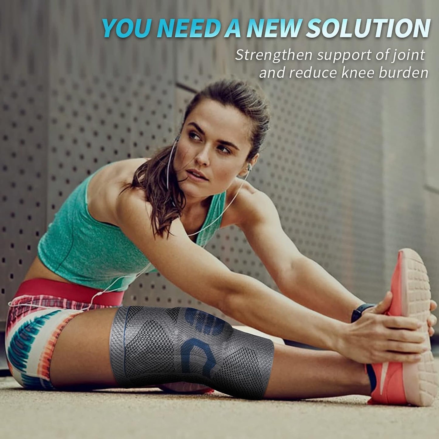 Knee Support, Compression Knee Sleeve with Patella Gel Pad & Side Stabilizers, Knee Support for Pain Relief, Knee Brace for Running, Workout, Arthritis, Joint Recovery