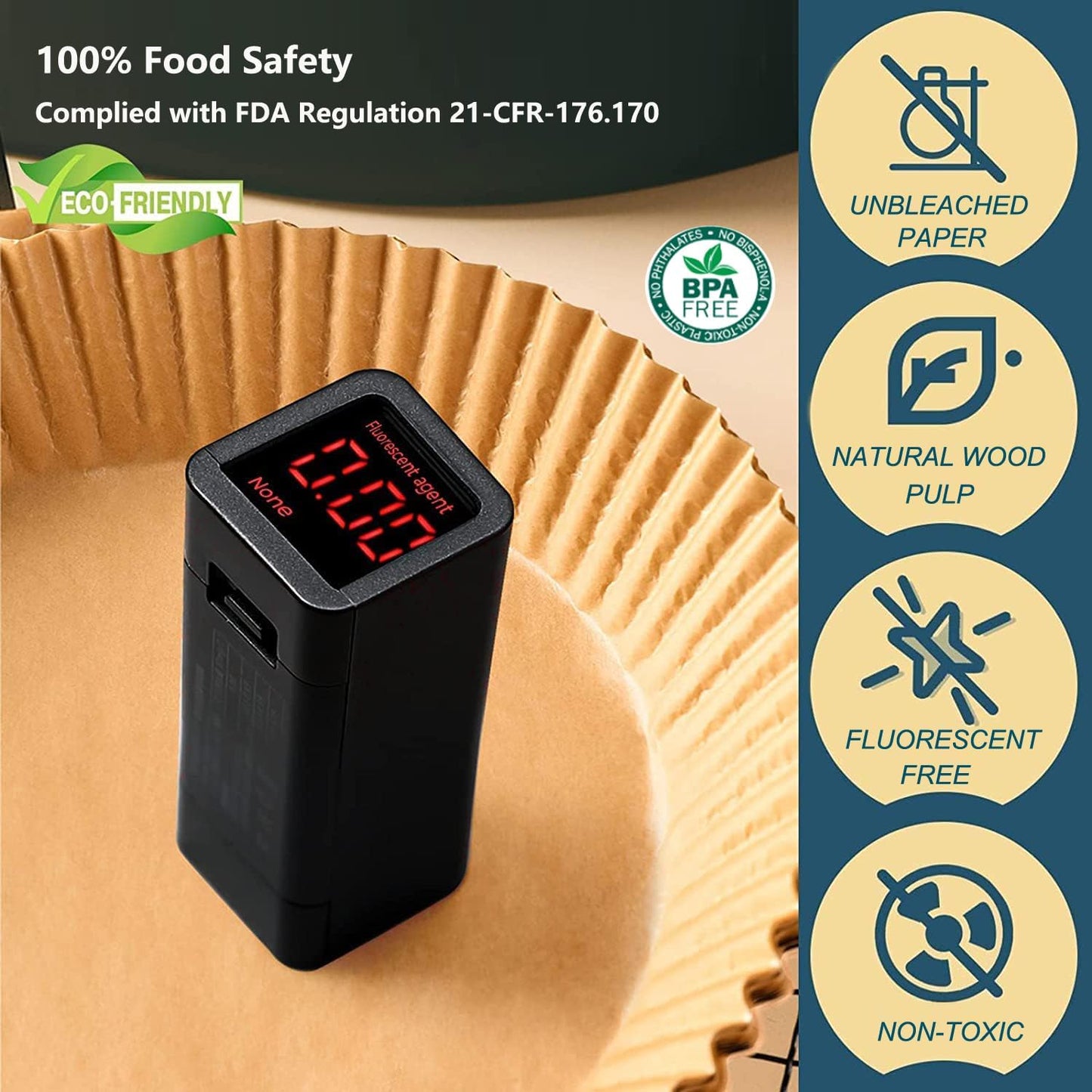 HONYAO Air Fryer Paper Liners for Ninja Airfryer, 8.1x5.5 inch Rectangle Disposable Parchment Papel for Foodi Dual Zone DZ201/ DZ401/ DZ550/ DZ090/ DZ100, Food Grade Air fryer Accessories BPA free