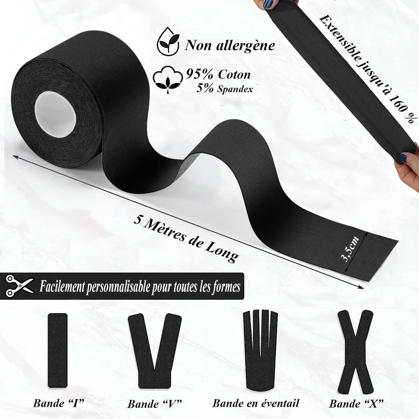 Elastic Kinesiology Athletic TapeOriginal Cotton - 3packs