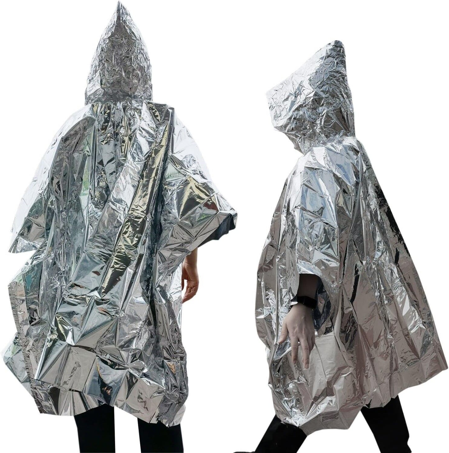 Emergency Blanket Raincoat Camping Hiking Survival Thermal Foil Lined Festival Adult Mens Womens