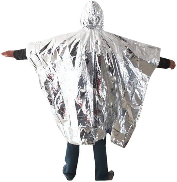 Emergency Blanket Raincoat Camping Hiking Survival Thermal Foil Lined Festival Adult Mens Womens